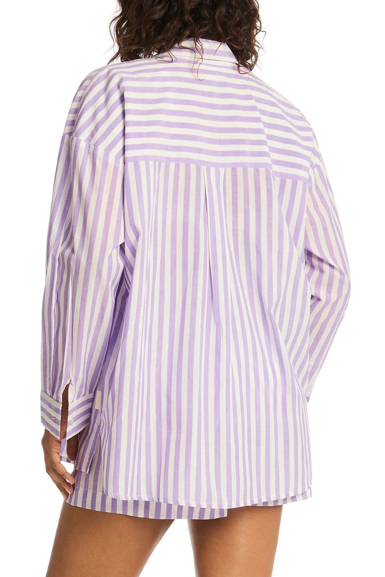 Sails Beach Stripe Cover-Up Tunic, Alternate, color, LAVENDER