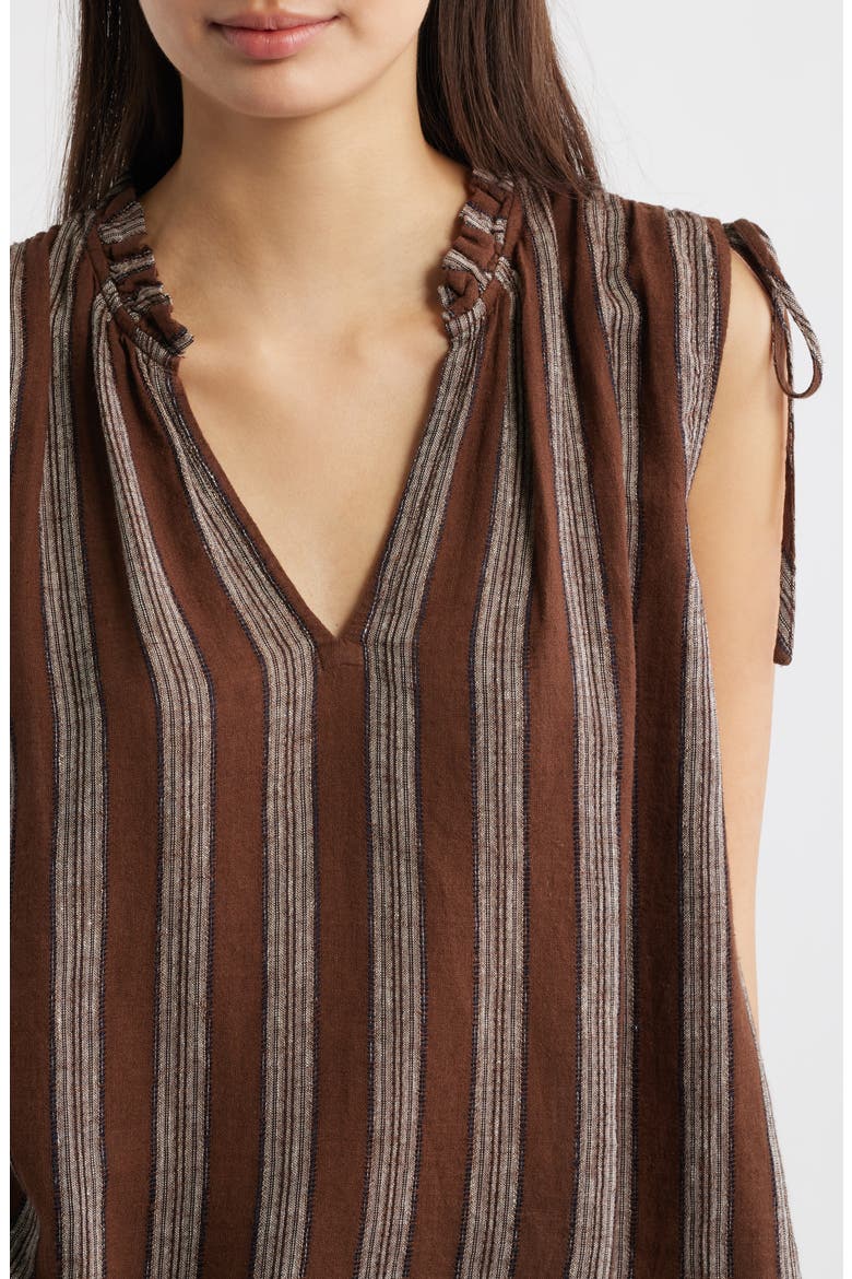 Sosa Stripe V-Neck Crop Top, Alternate, color, OAK STRIPE