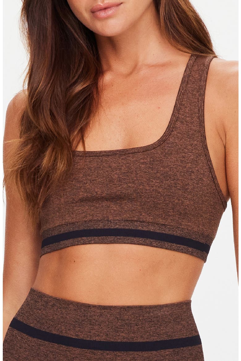 Jade Marled Seamless Low Impact Sports Bra, Main, color, BROWN