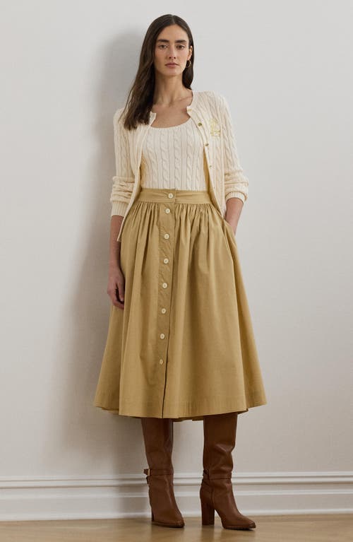 Ralph Lauren Button-front Cotton-blend Skirt In Sand Dune