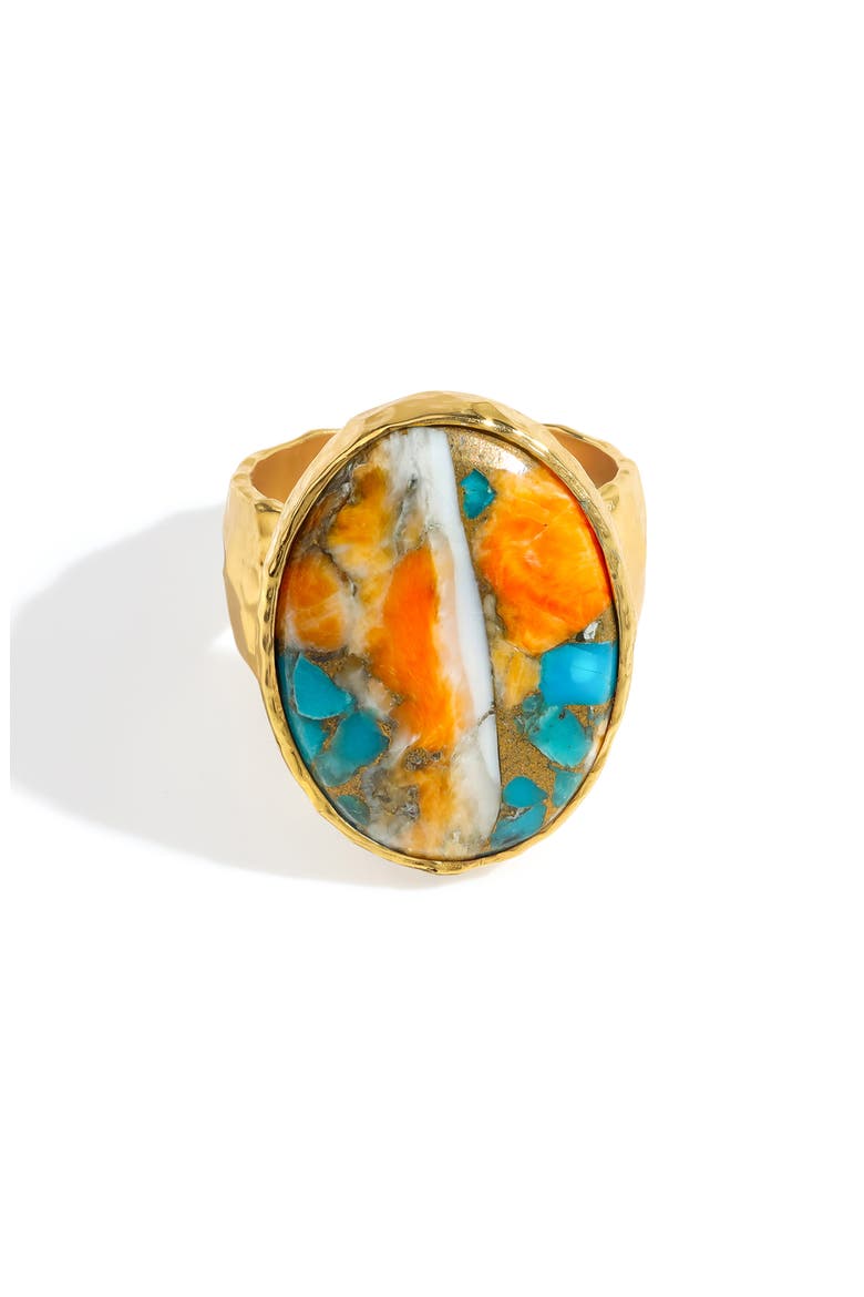 Oyster Turquoise Ring, Main, color, ORANGE