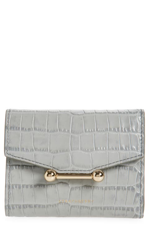 Mosaic Croc Embossed Calfskin Trifold Wallet