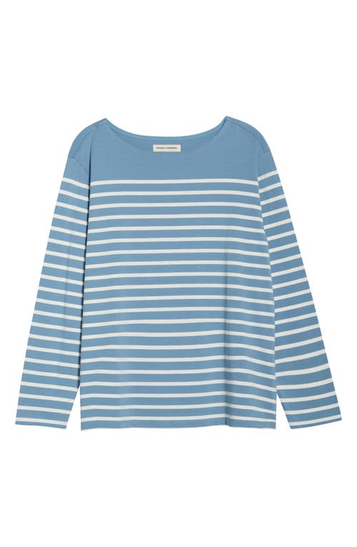 Seasalt Cornwall Sailor Stripe Long Sleeve Organic Cotton T-shirt In Blue