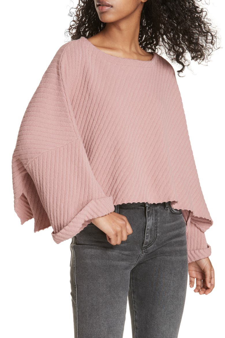 I Can't Wait Crop Sweater, Main, color, ROSE