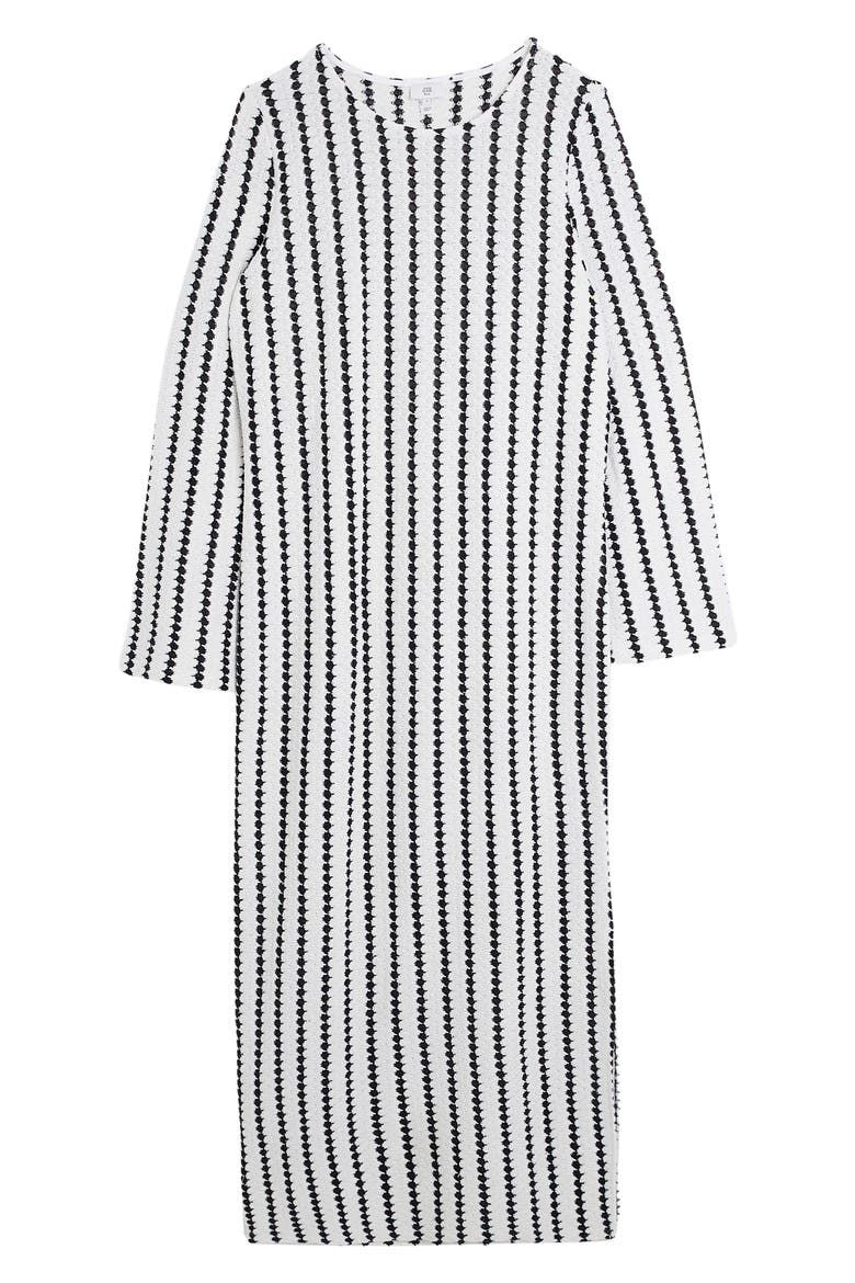 Stripe Long Sleeve Knit Midi Dress, Alternate, color, CREAM