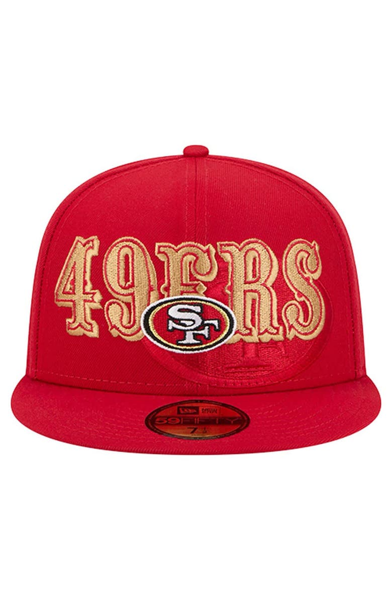 New Era Men's New Era Scarlet San Francisco 49ers Overlap Wordmark 59FIFTY Fitted Hat, Alternate, color, Scarlet
