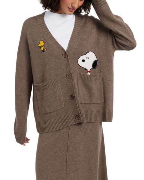 Wool-cashmere Snoopy Peek Pocket Cardigan