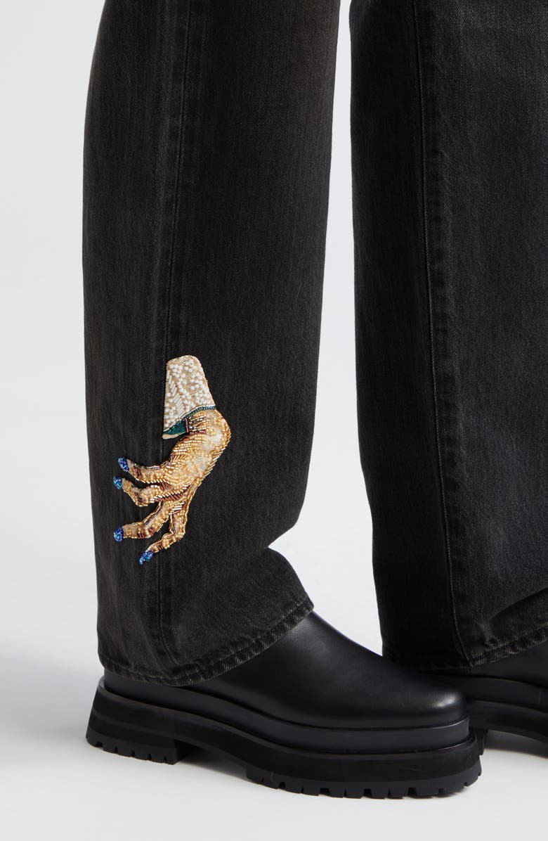 Undercover Beaded Hand High Waist Straight Leg Jeans, Alternate, color,