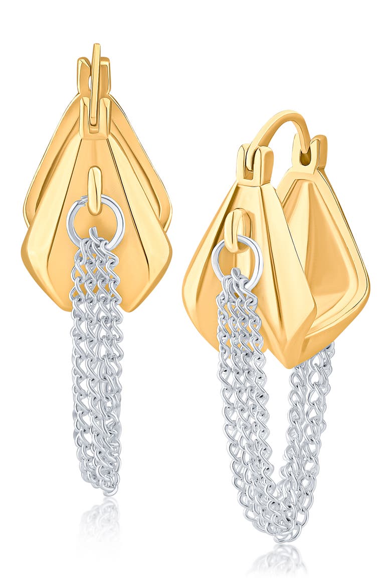 Two-Tone Chain Drop Huggie Hoop Earrings (Nordstrom Exclusive), Main, color, GOLD/ SILVER