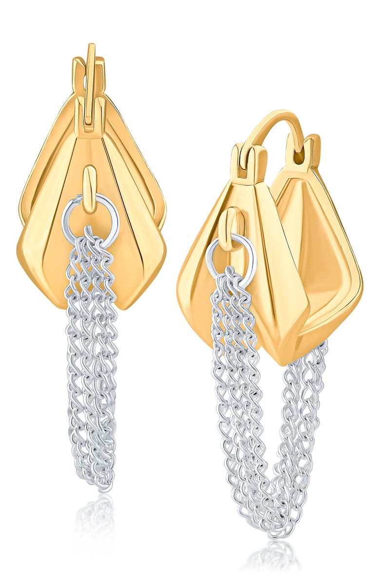 JARDIN Two-Tone Chain Drop Huggie Hoop Earrings, Main, color,