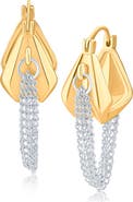 JARDIN Two-Tone Chain Drop Huggie Hoop Earrings