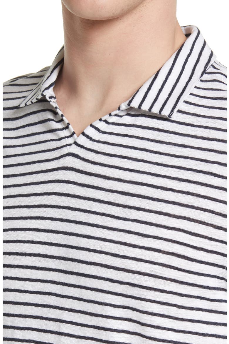 Johnny Collar Linen Polo, Alternate, color, WHITE TIOGA STRIPE