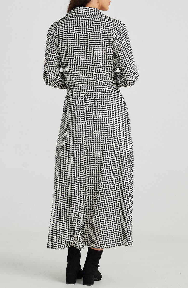 Brave+True Rossellini Houndstooth Check Long Sleeve Shirtdress, Alternate, color, Black Houndstooth