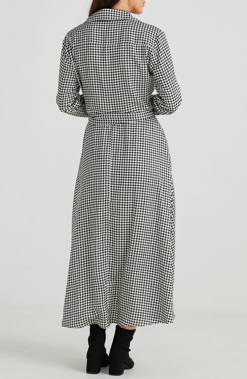 Brave + True Brave+true Rossellini Houndstooth Check Long Sleeve Shirtdress