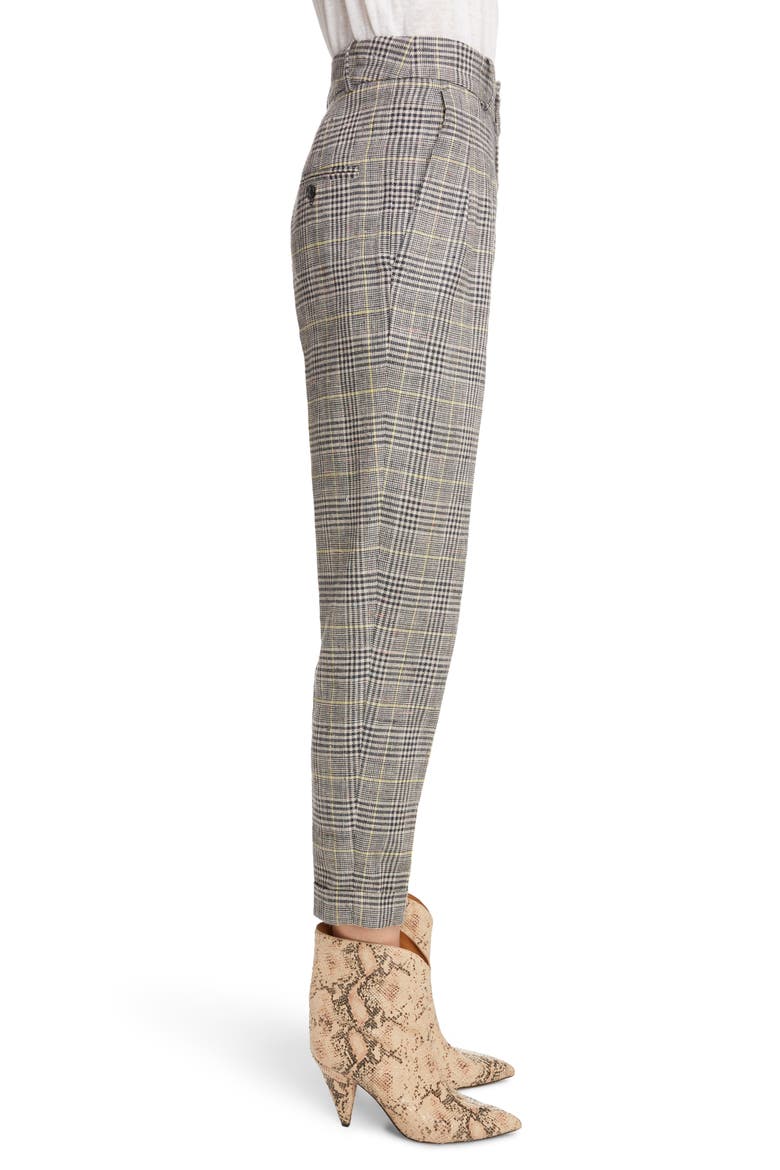 Linen & Silk Blend Pleated Pants, Alternate, color, YELLOW/ GREY