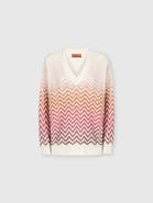 Missoni V-neck Pullover In Cotton And Viscose Chevron Dégradé