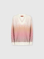 Missoni V-neck Pullover In Cotton And Viscose Chevron Dégradé
