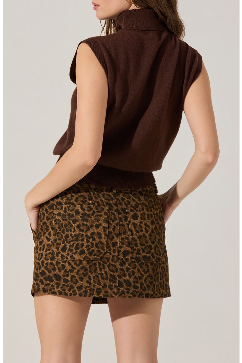 Avah Turtleneck Wool Blend Sweater Vest, Alternate, color, BROWN