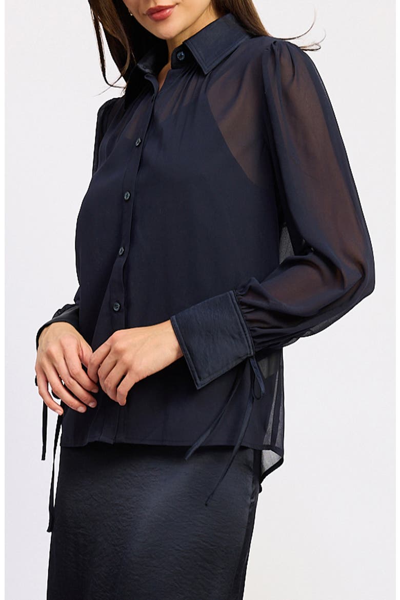 Gia Button Front Shirt, Alternate, color, NAVY