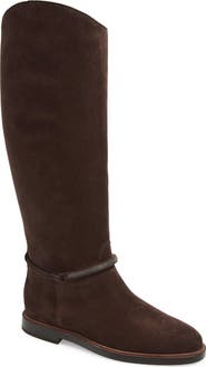 Brunello Cucinelli Monili Trim Tall Suede Riding Boot