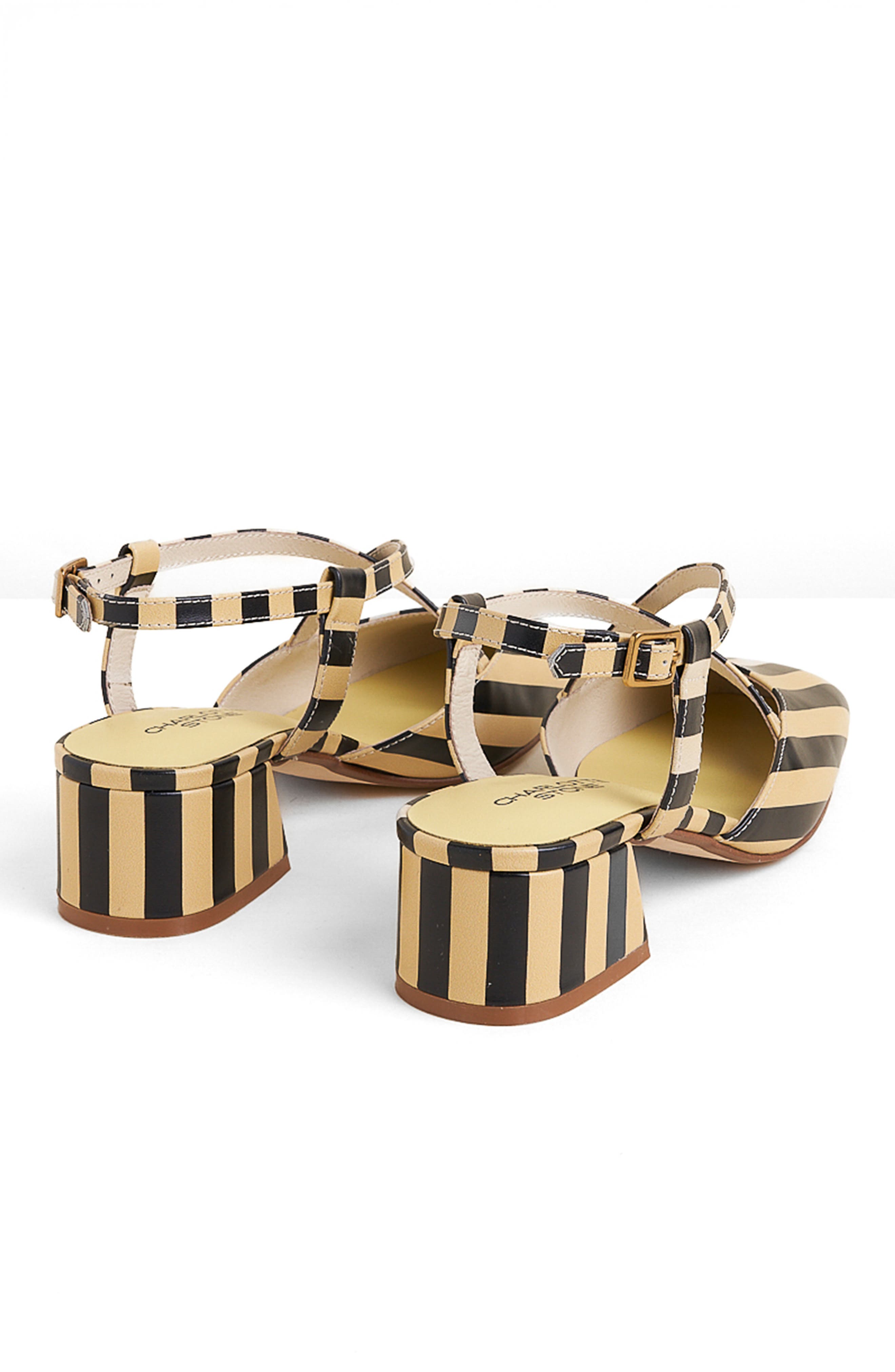 Charlotte Stone Vera Crisscross Slingback Low Block Heel Pump, Alternate, color, Black Stripe