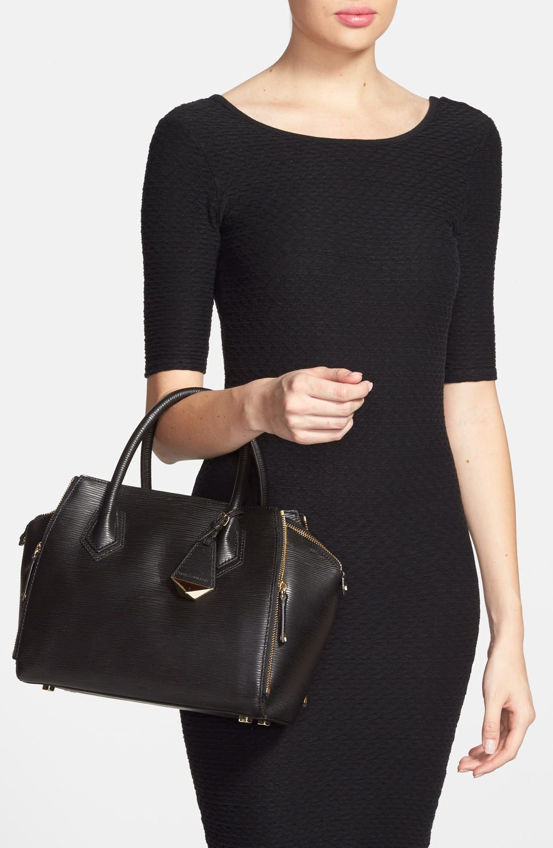 Rebecca Minkoff 'Mini Perry' Embossed Satchel, Alternate, color, 