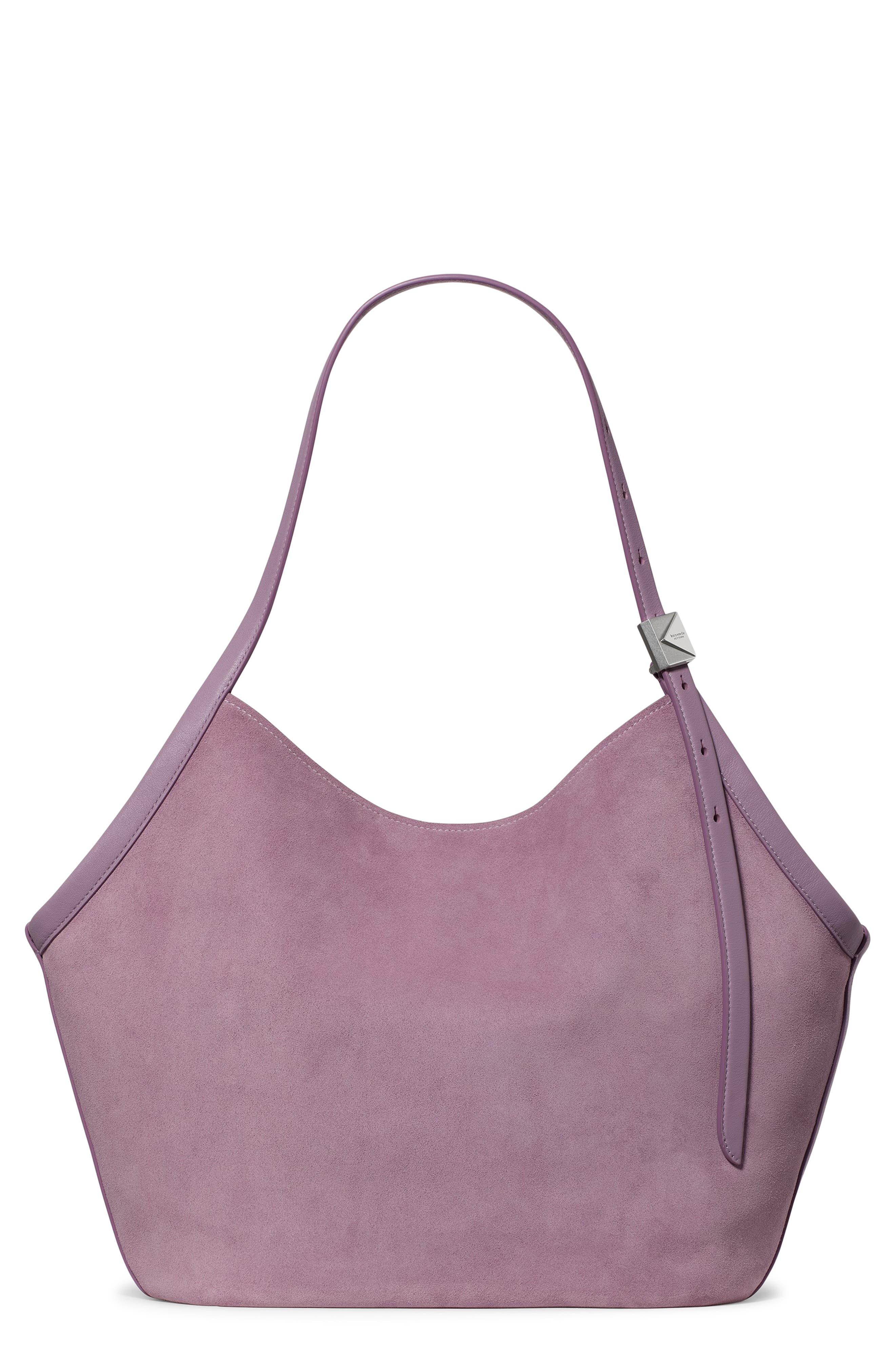 Kate Spade New York deco suede tulip tote, Main, color, Market Purple