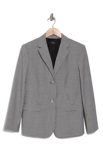 Theory Stretch Wool Slim Fit Blazer Jacket In Black Multi