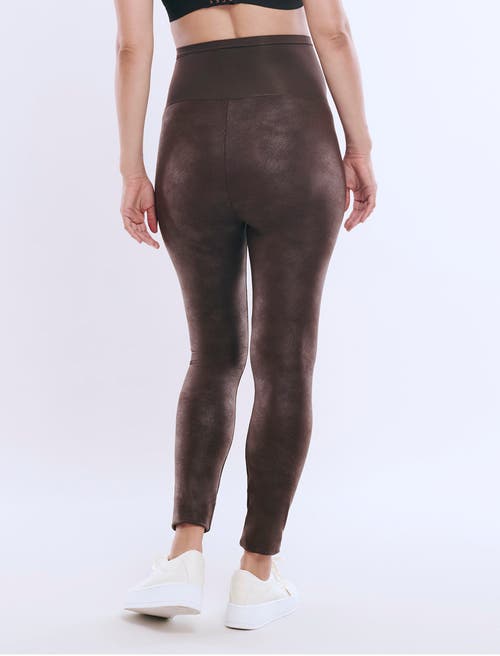 Motherhood Maternity Secret Fit Over The Belly Coated Full Length Legging In Chocolate