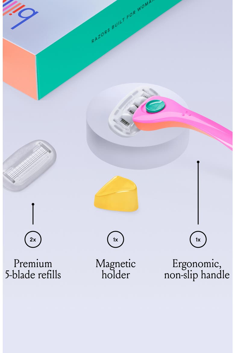 Womens Razor Kit with 1 Handle + 2 Blade Refills + Magnetic Holder, Alternate, color, MALIBU