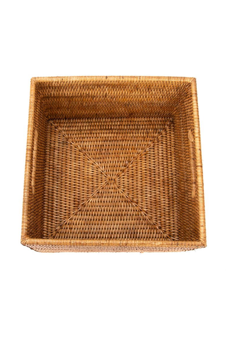Artifacts Rattan Square Storage Basket With Handles, Alternate, color, Honey Brown