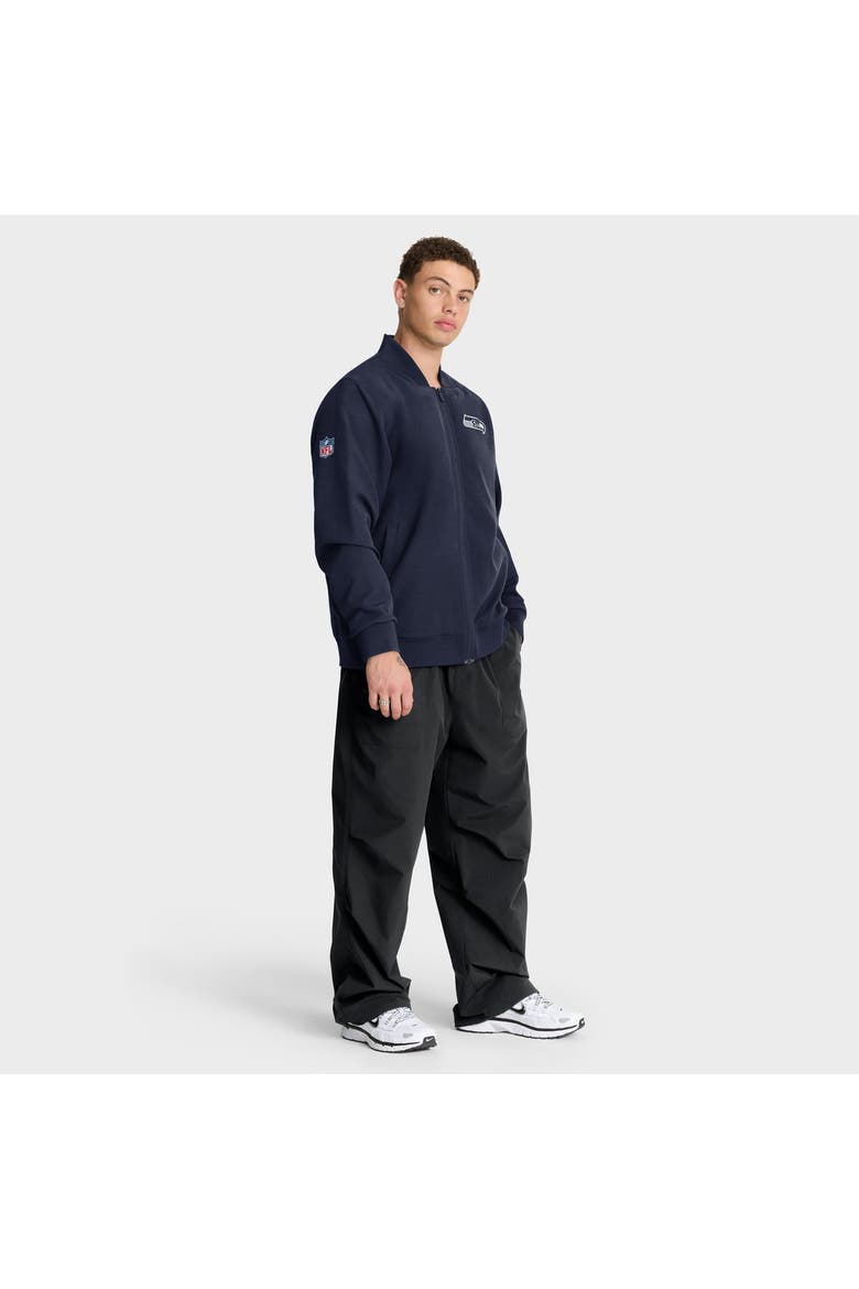 Men's Nike College Navy Seattle Seahawks Sideline Powerful Blocking Full-Zip Dri-FIT Bomber Jacket, Alternate, color, College Navy
