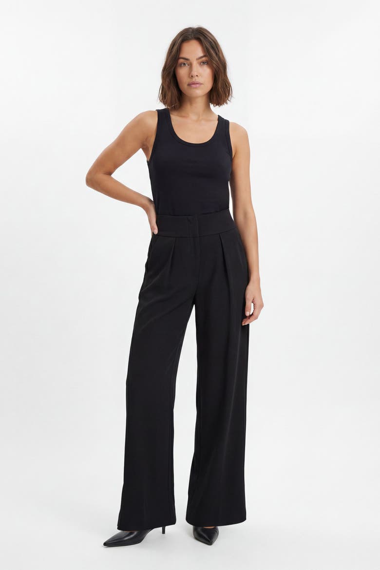 High Waist Wide Leg Trouser, Alternate, color, Black