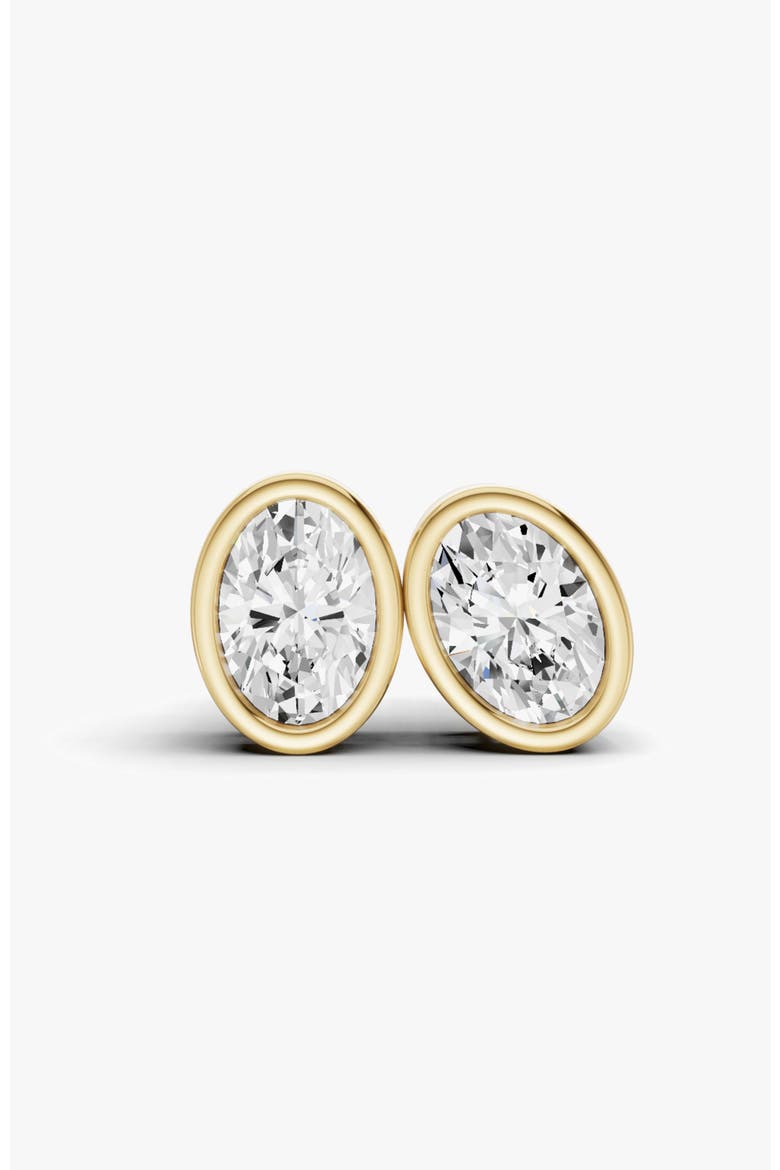 14K Gold Studs 1 Carat Earrings Oval Bezel, Main, color, Yellow Gold
