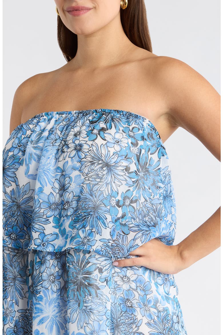 Tierra Floral Briary Strapless Dress, Alternate, color, BLUES