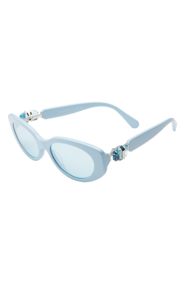 Swarovski 53mm Oval Sunglasses, Alternate, color, Light Blue