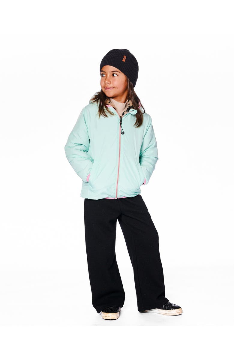 Deux par Deux Reversible Mid-Season Jacket Leopard, Main, color, Mint Green