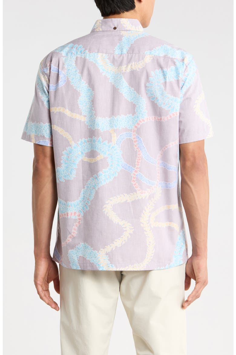 Lei Aloha Short Sleeve Cotton Button-Down Shirt, Alternate, color, PUA