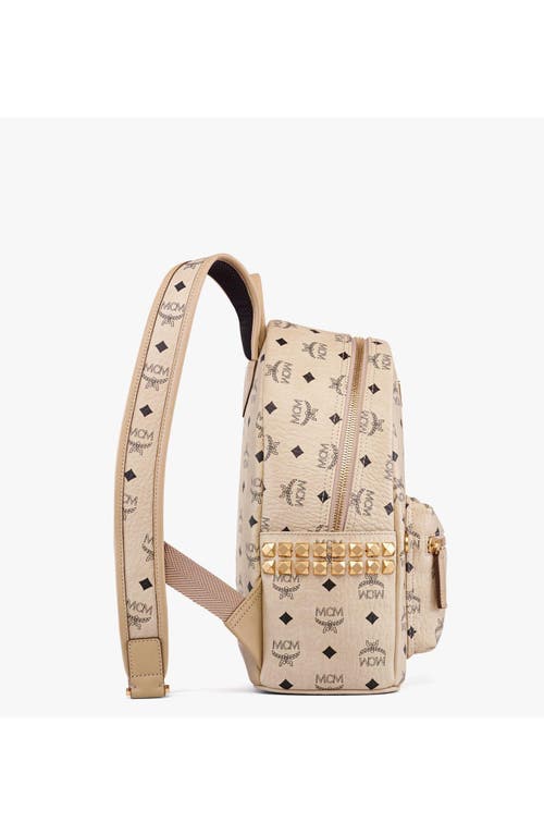 Mcm Small Stark Side Studs Backpack In Sand