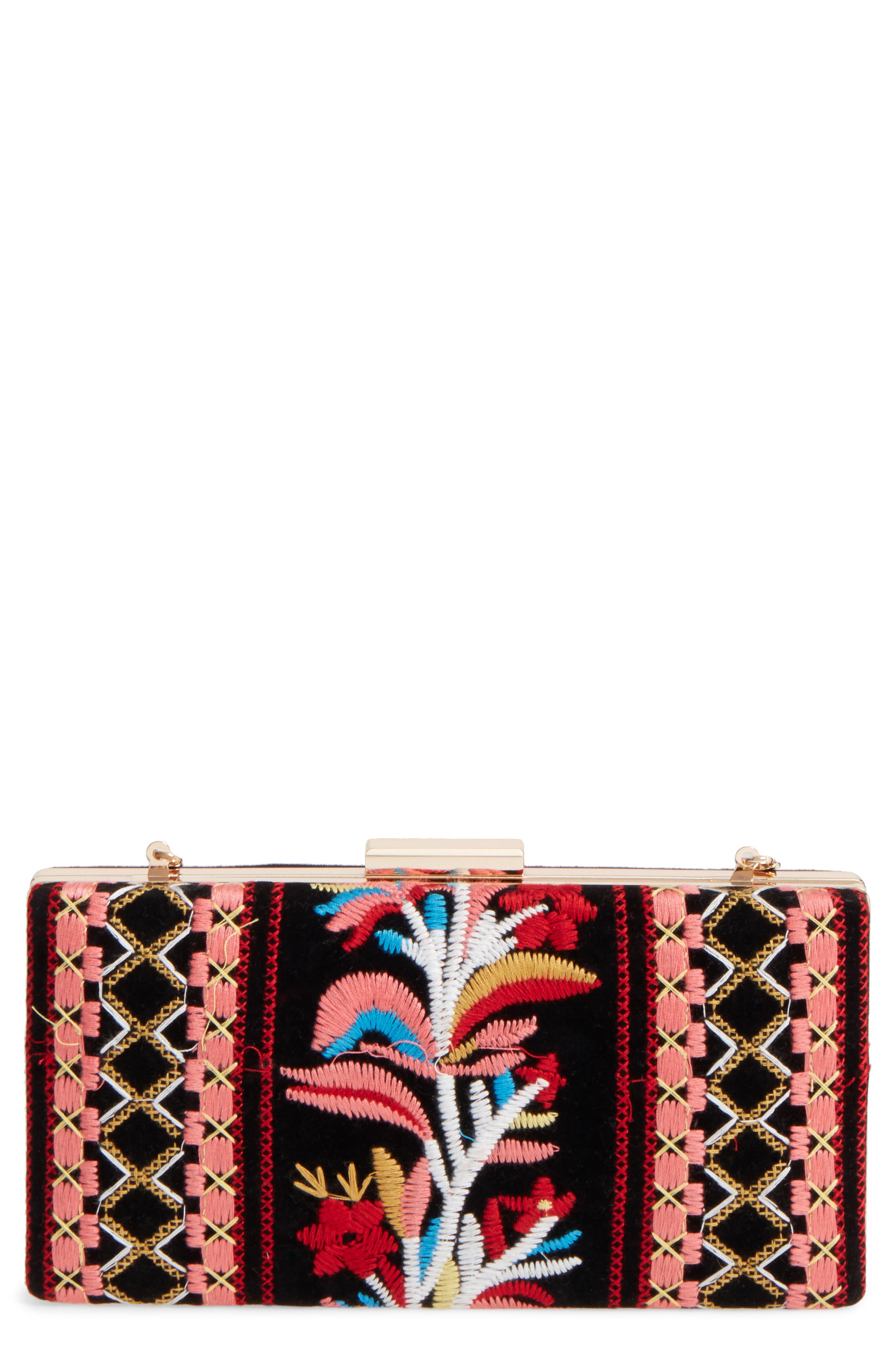 Shiraleah Verna Embroidered Minaudiere, Main, color, 