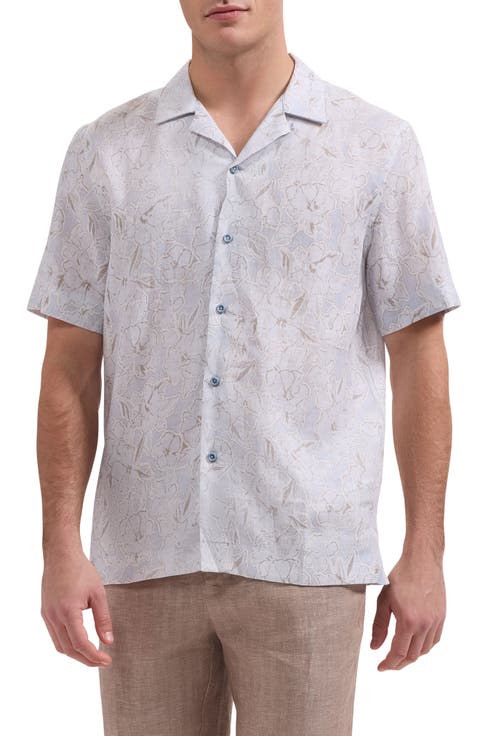 Jackson Shaped Fit Floral Linen Camp Shirt