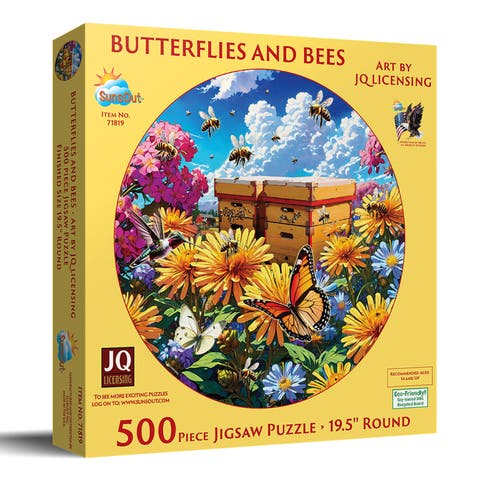 Butterflies and Bees 500 piece Jigsaw Puzzle for Adults Round