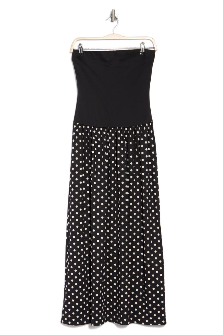 Strapless Mixed Media Maxi Dress, Alternate, color, BLACK/ WHITE