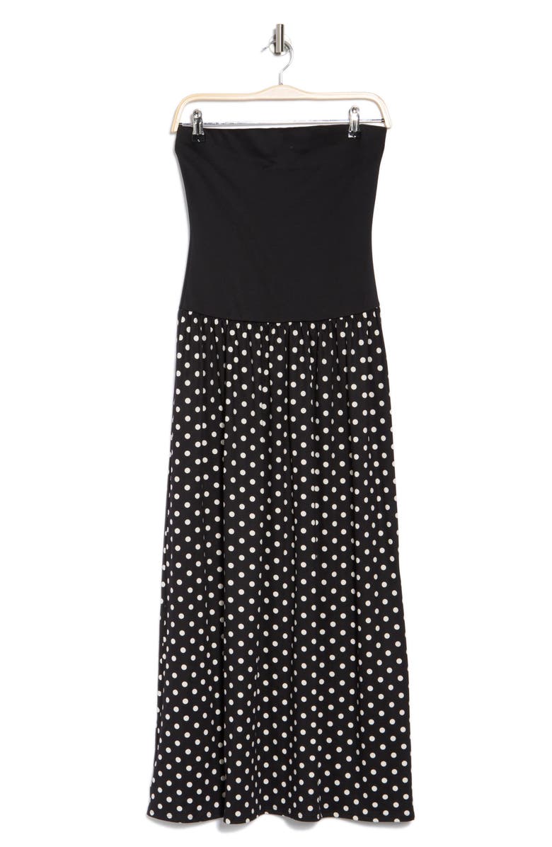 Loveappella Strapless Mixed Media Maxi Dress, Alternate, color, Black/ White