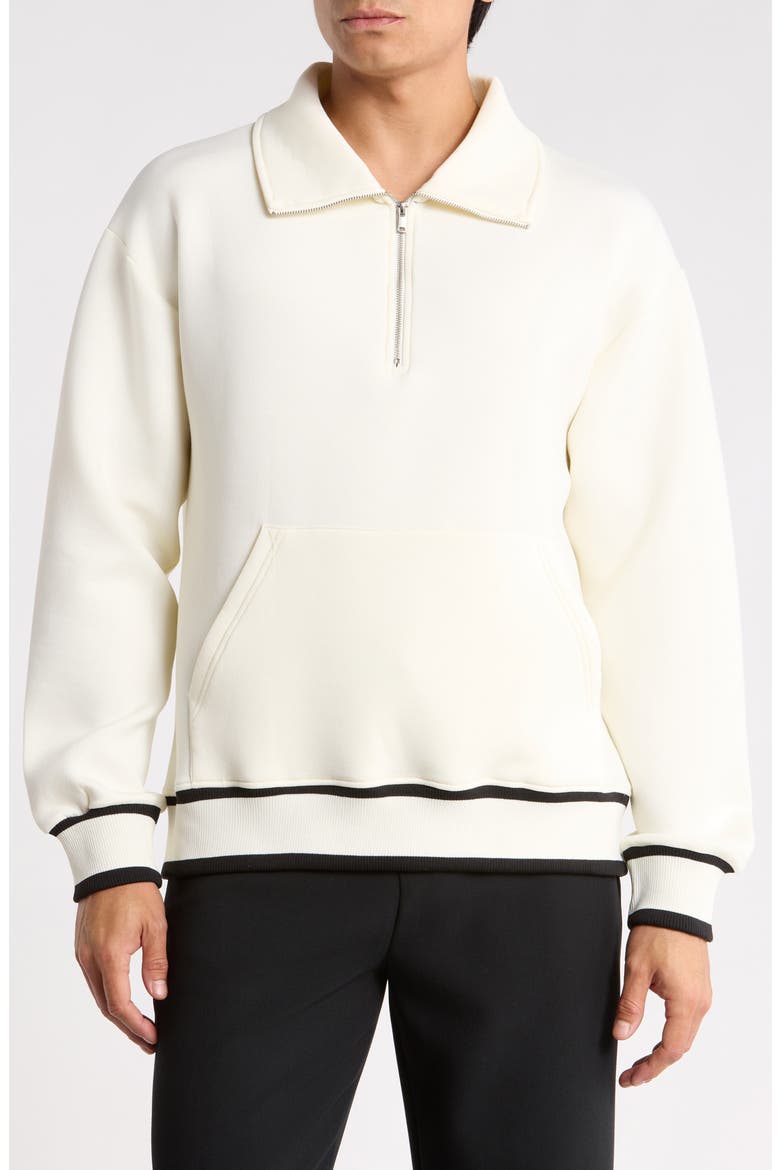 Quarter-Zip Scuba Sweatshirt, Main, color, WHITE/ BLACK