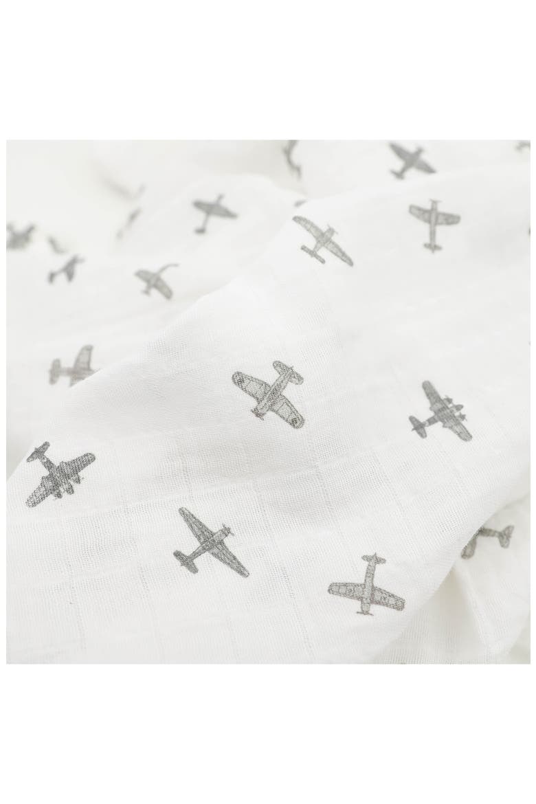 Organic Cotton Muslin Swaddle Blanket, Alternate, color, PEWTER PLANES