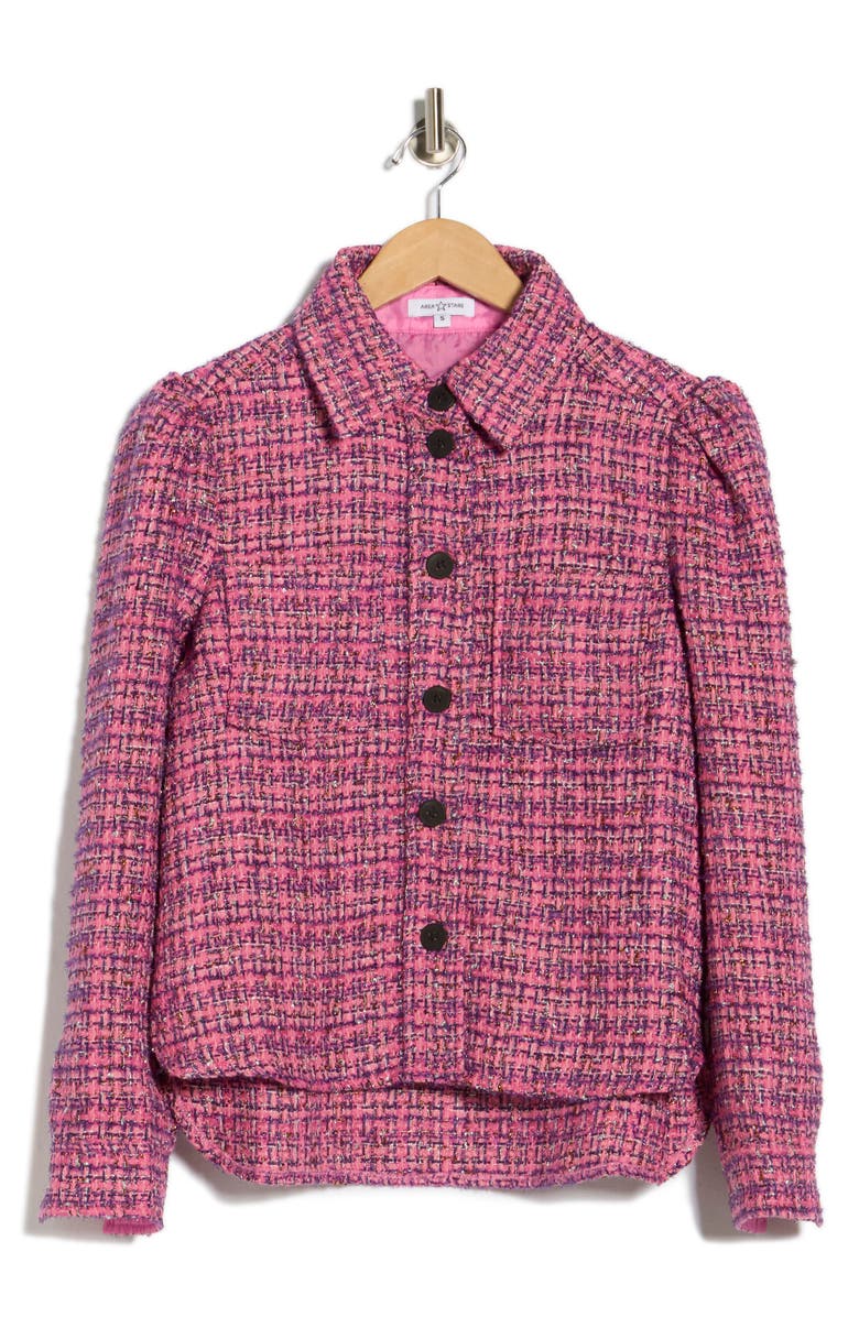AREA STARS Isla Tweed Shirt Jacket, Alternate, color, Pink Tweed