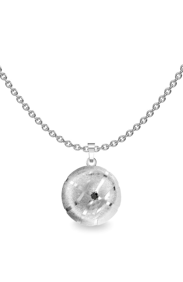 PASCAL The Basketball Crooked Ball Diamond Necklace, Main, color, Silver / Black Diamond