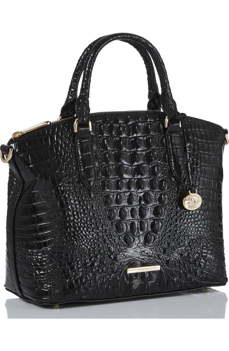 Brahmin Duxbury Croc Embossed Leather Satchel, Alternate, color, Black