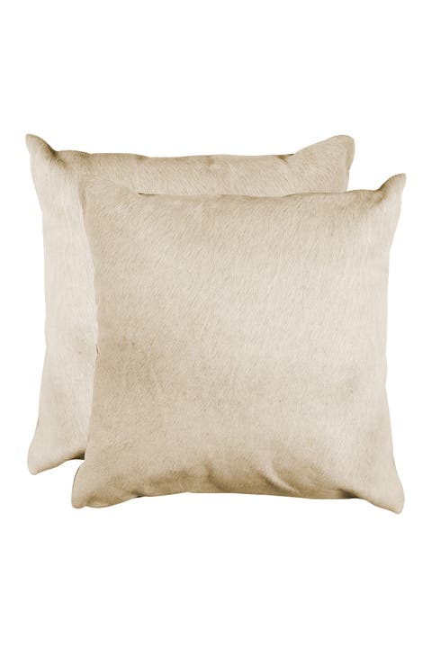 Torino Genuine Cowhide Pillow - Set of 2 - 18"x18" - Natural